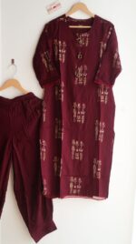 Tribal Vibes Rich Look Rosewood Suit Set - Image 2