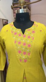 "Rakul" Hand Embroidered Cotton Kurta Set(2pc) - Image 5