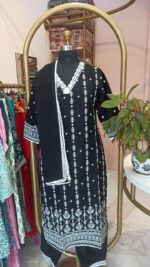 "Shamiyana" Cotton Kurta with Afghan Pants and Dupatta(3pc) - Image 2